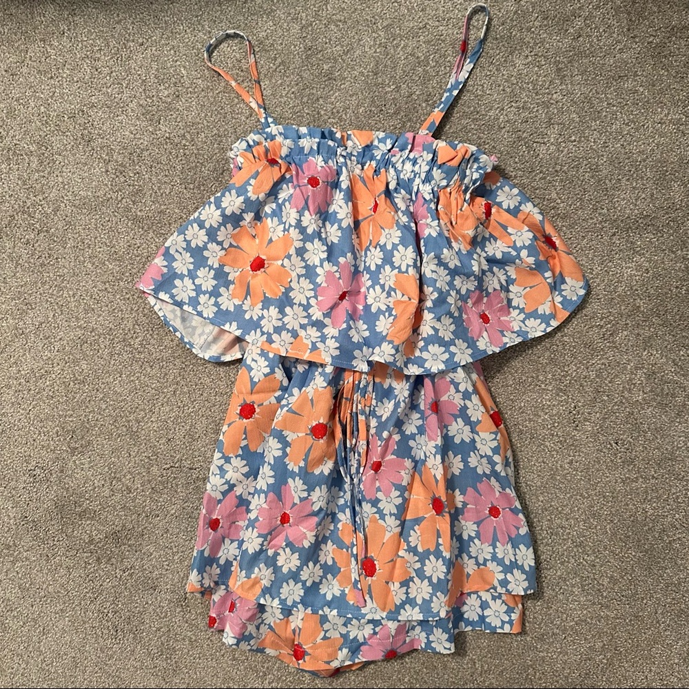 Tossing Petals Retro Floral Romper Pink Lily size small